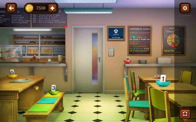 100 Doors Escape from School Level 118 Match Bowl‑Color Clues from Scrap Papers to Code Order gameplay screenshot