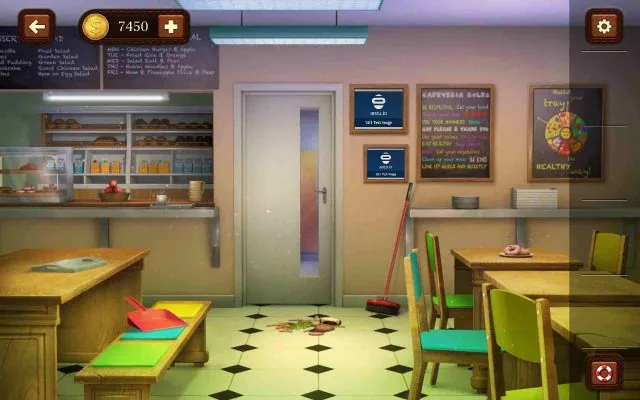 100 Doors Escape from School Level 23 Clean Up the Mess to Proceed gameplay screenshot