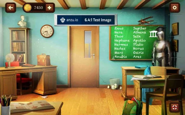 100 Doors Escape from School Level 72 Cross Out Non-Greek Gods on the Chalkboard gameplay screenshot