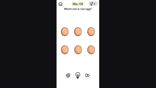 Brain Out Level 19 Which eggs are raw real gameplay