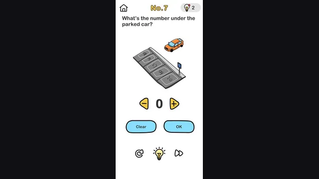 Brain Out Level 7 Car parked at No. How many real gameplay