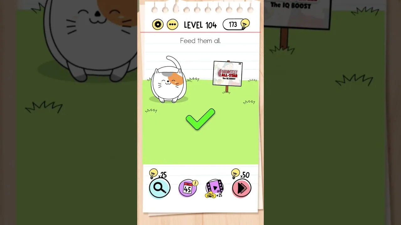 Brain Test Level 104 Feed them all gameplay screenshot