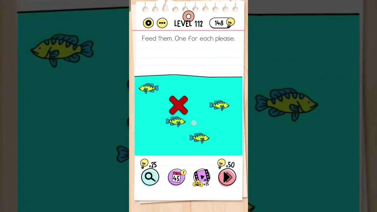 Brain Test Level 112 Feed them. One for each please gameplay screenshot