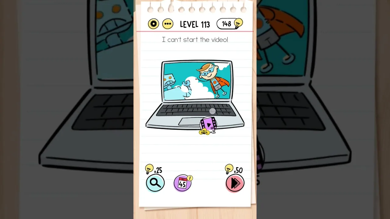 Brain Test Level 113 I can’t start the video gameplay screenshot
