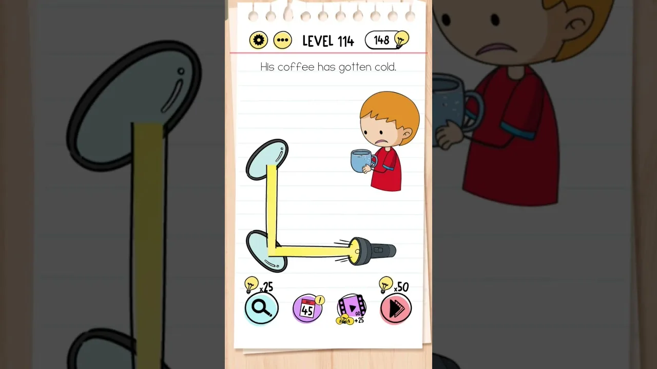 Brain Test Level 114 His coffee has gotten cold gameplay screenshot