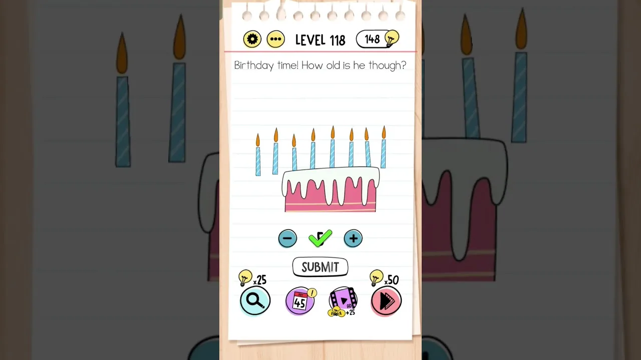 Brain Test Level 118 Birthday time! How old is he though gameplay screenshot