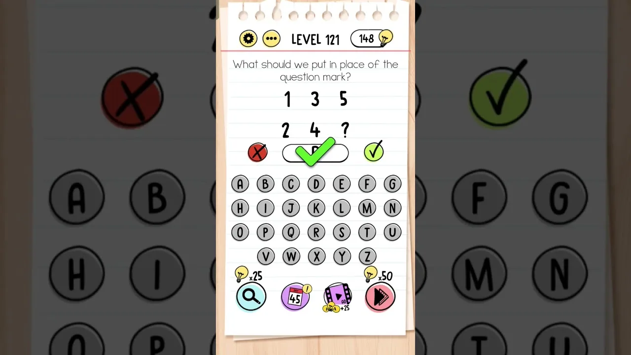 Brain Test Level 121 What should we put in place of the question mark gameplay screenshot