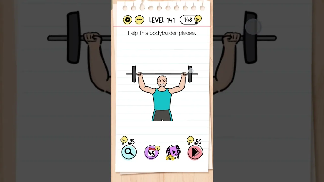 Brain Test Level 141 Help this bodybuilder please gameplay screenshot