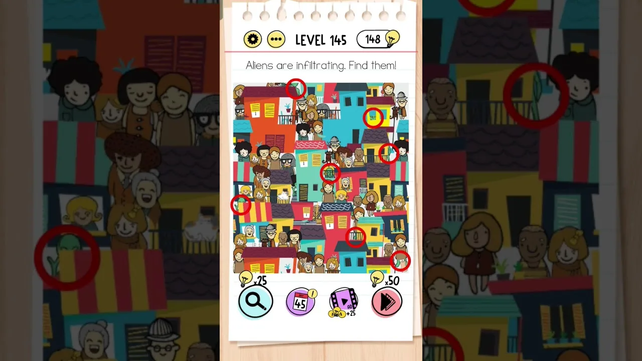 Brain Test Level 145 Aliens are infiltrating. Find them gameplay screenshot