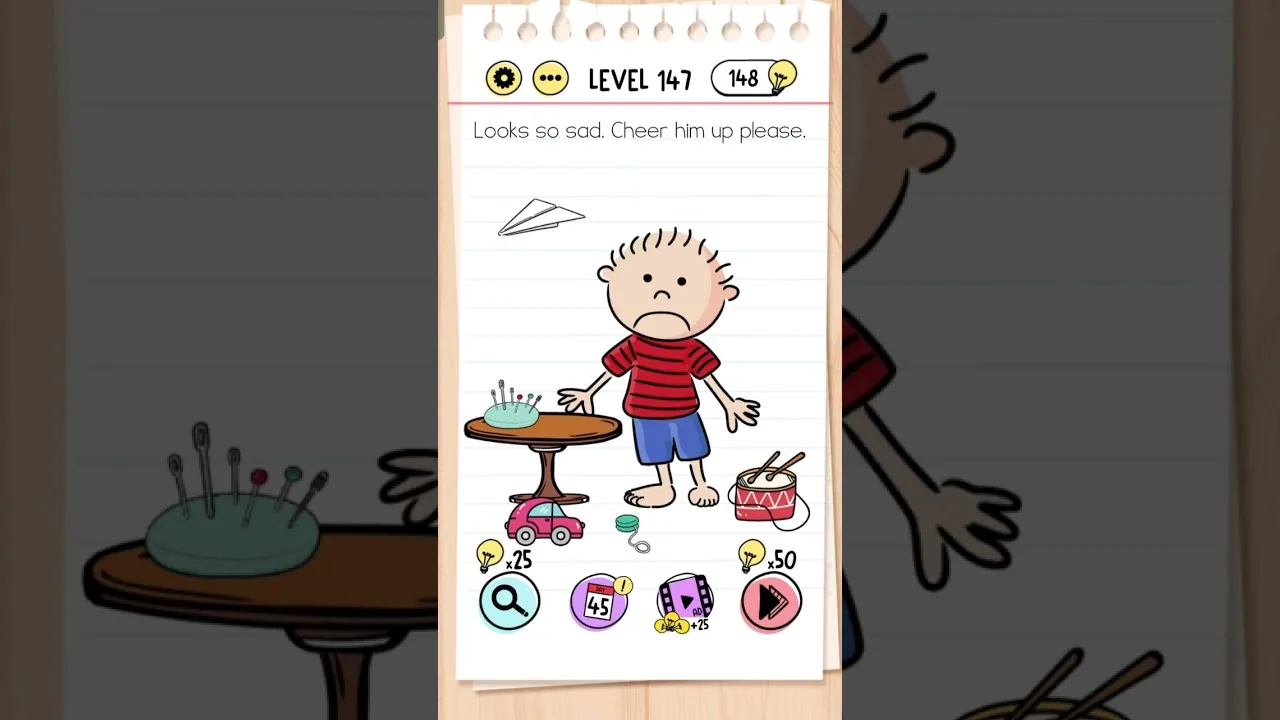 Brain Test Level 147 Looks so sad. Cheer him up please gameplay screenshot