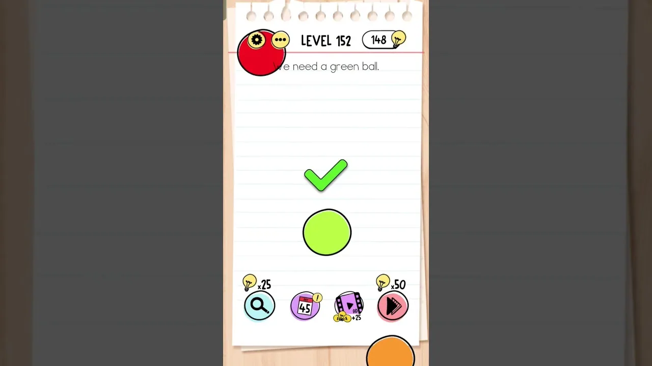 Brain Test Level 152 We need a green ball gameplay screenshot