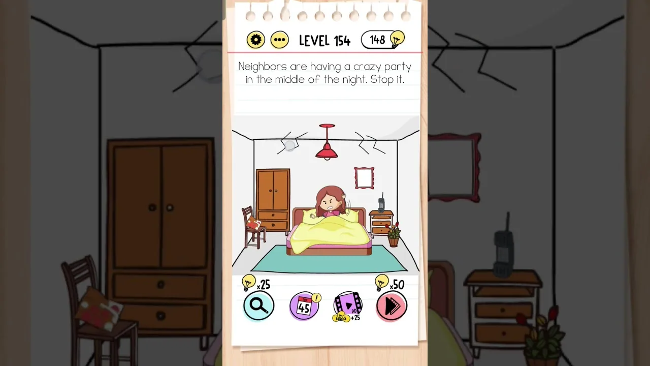 Brain Test Level 154 Neighbors are having a crazy party gameplay screenshot