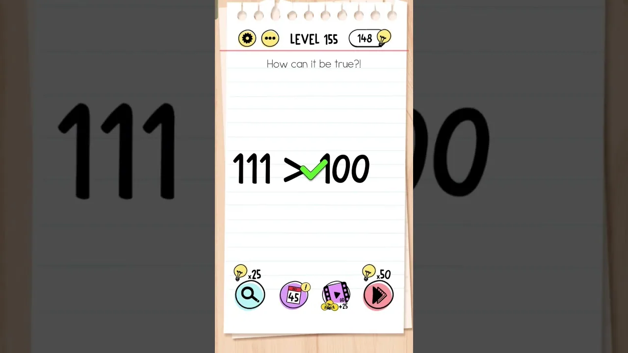 Brain Test Level 155 How can it be true gameplay screenshot