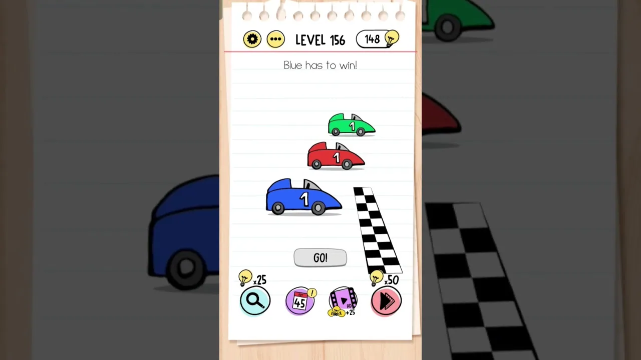 Brain Test Level 156 Blue has to win gameplay screenshot