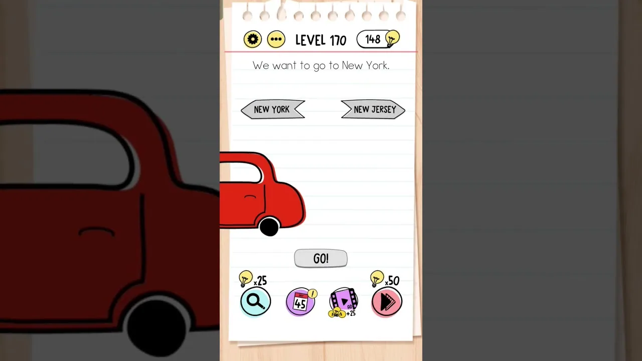 Brain Test Level 170 We want to go to New York gameplay screenshot