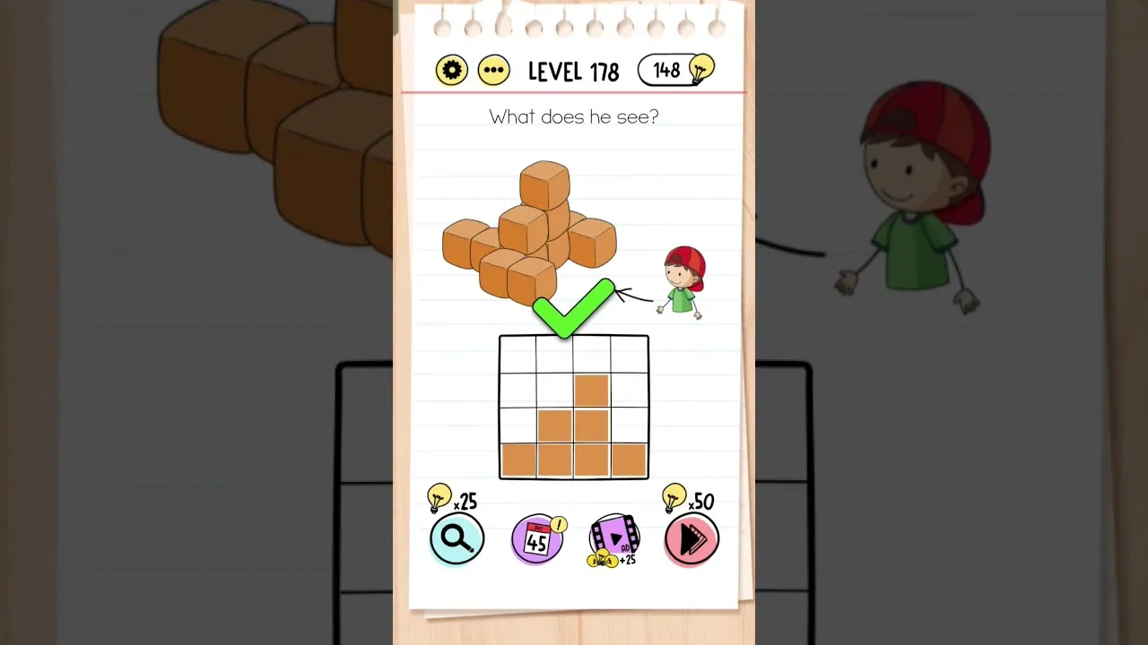 Brain Test Level 178 What does he see gameplay screenshot