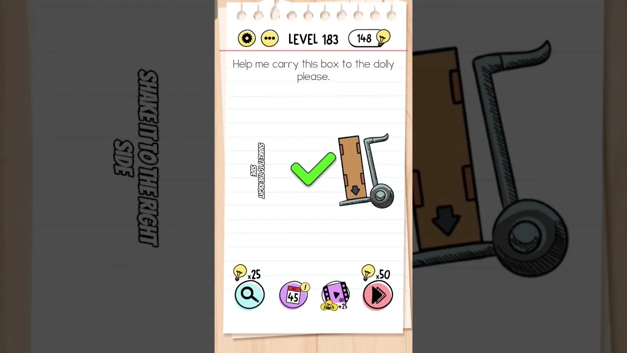 Brain Test Level 183 Help me carry this box to the dolly please gameplay screenshot