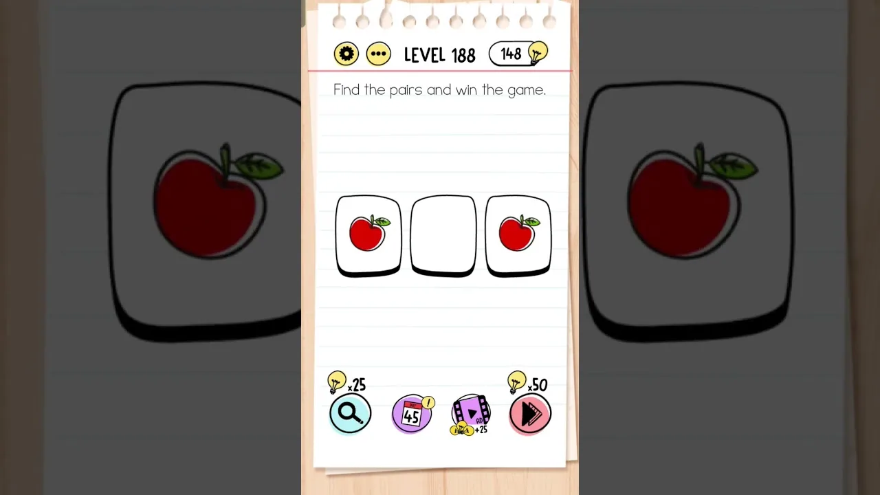Brain Test Level 188 Find the pairs and win the game Answer gameplay screenshot