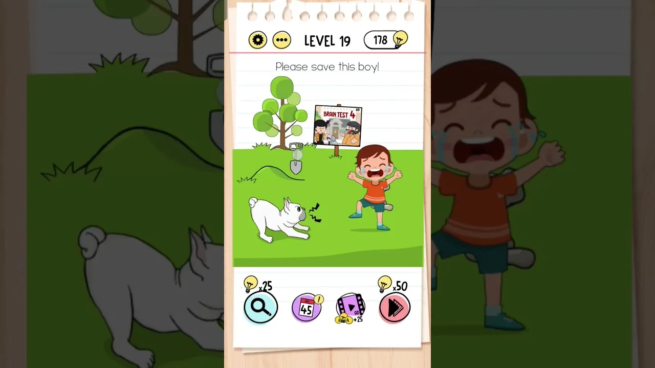 Brain Test Level 19 Please save this boy gameplay screenshot