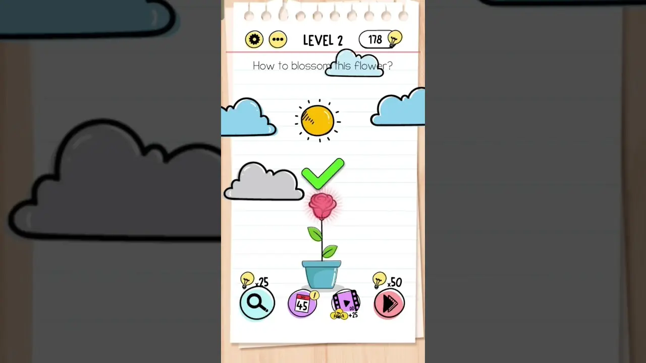 Brain Test Level 2 How to blossom this flower? gameplay screenshot