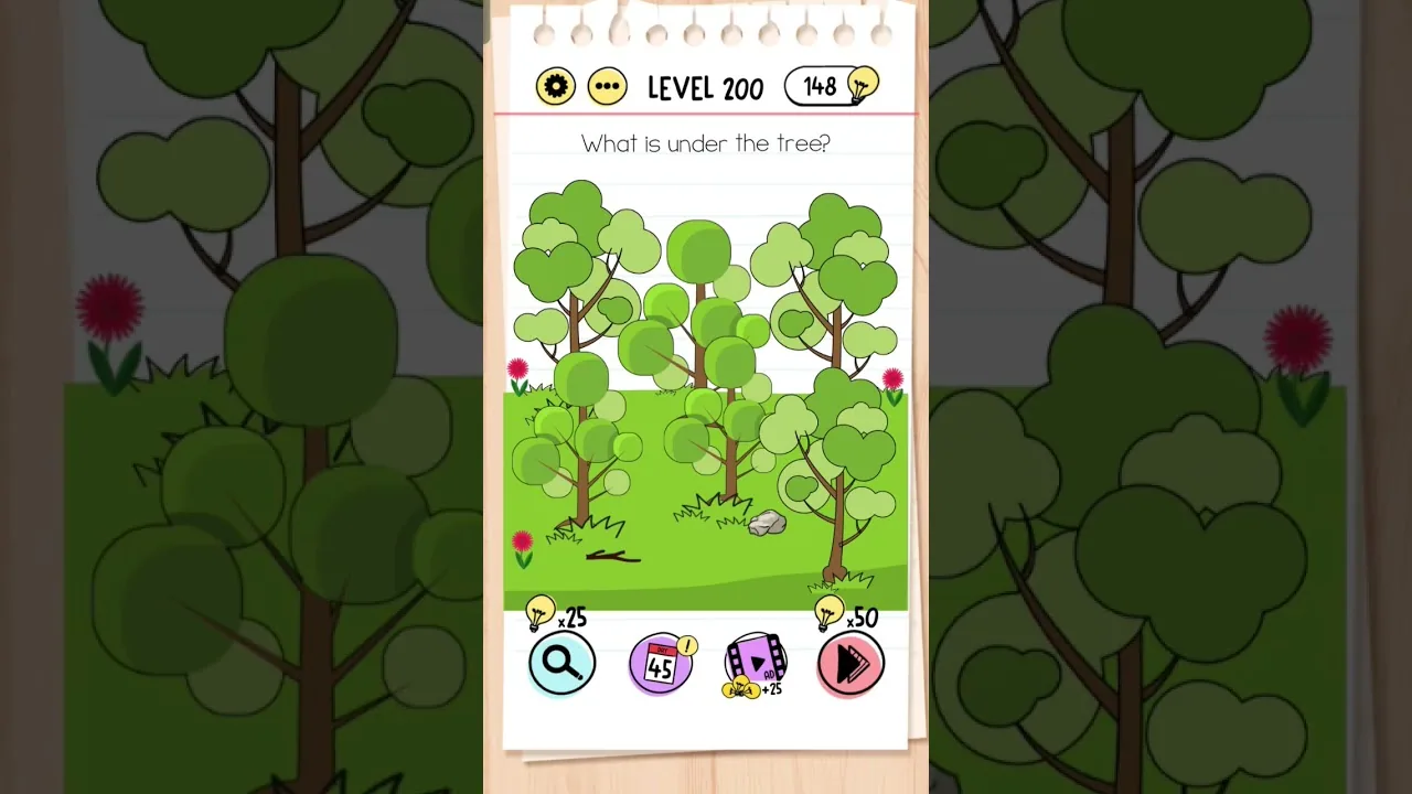 Brain Test Level 200 What is under the tree gameplay screenshot
