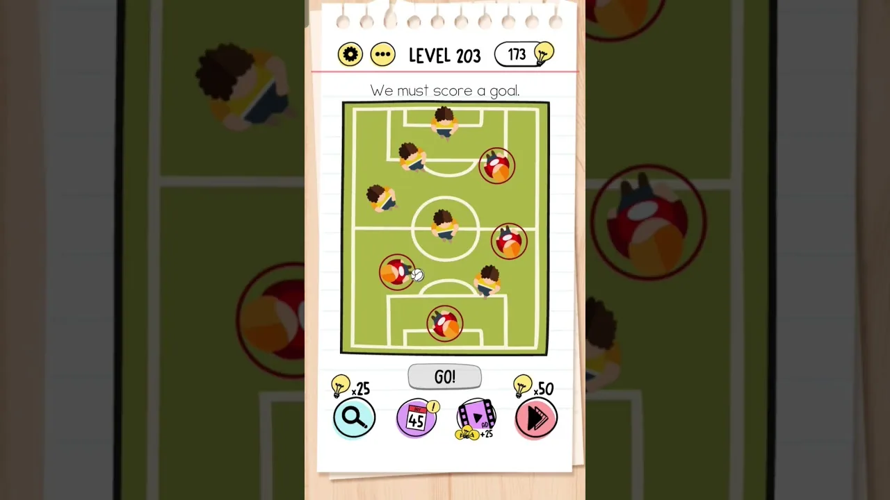 Brain Test Level 203 We must score a goal gameplay screenshot