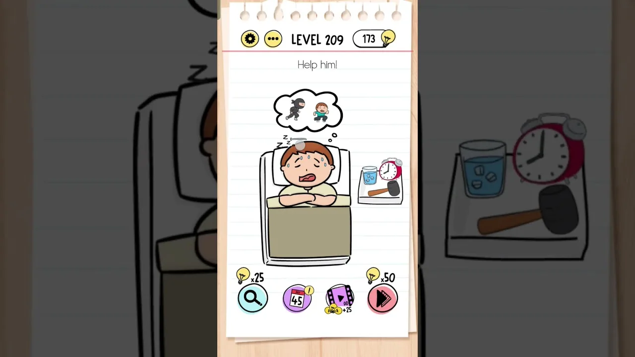 Brain Test Level 209 Help him gameplay screenshot