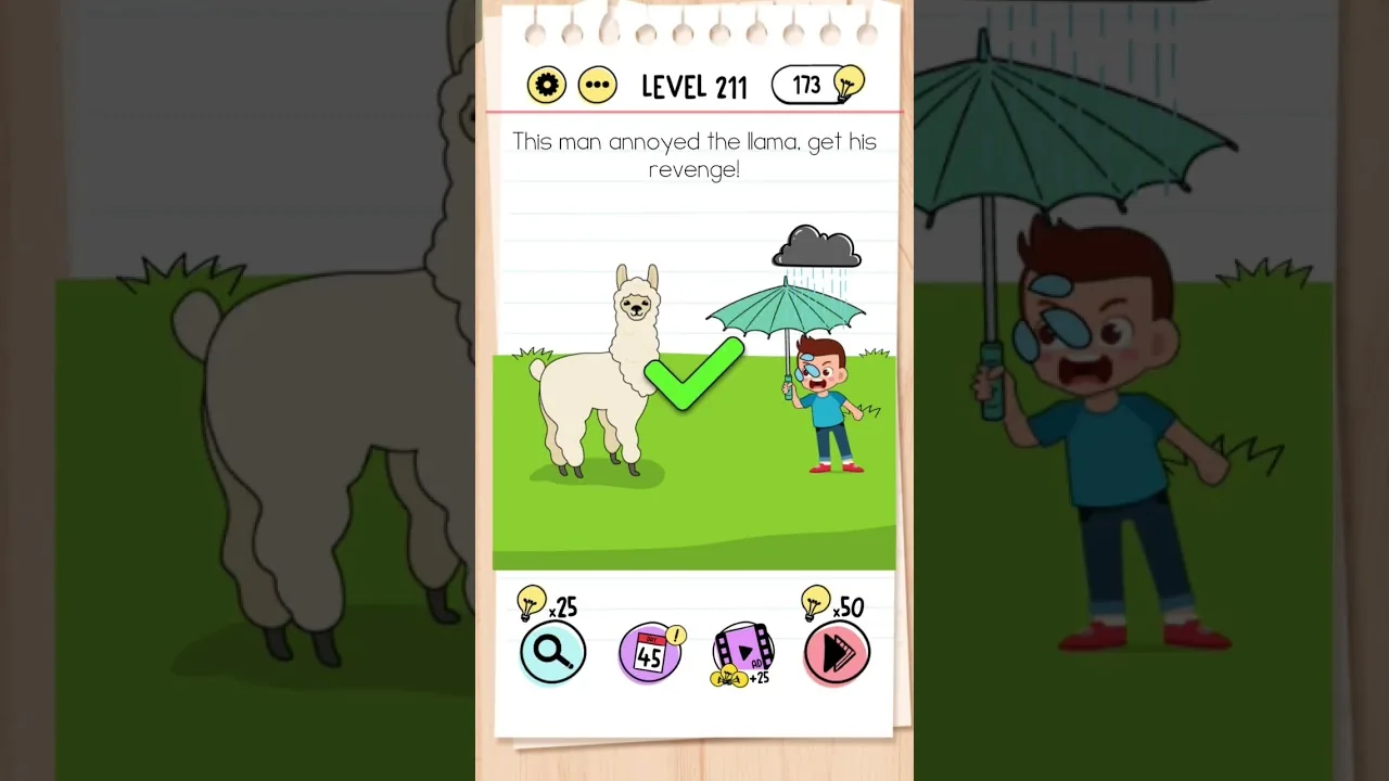 Brain Test Level 211 This man annoyed the llama, get his revenge gameplay screenshot