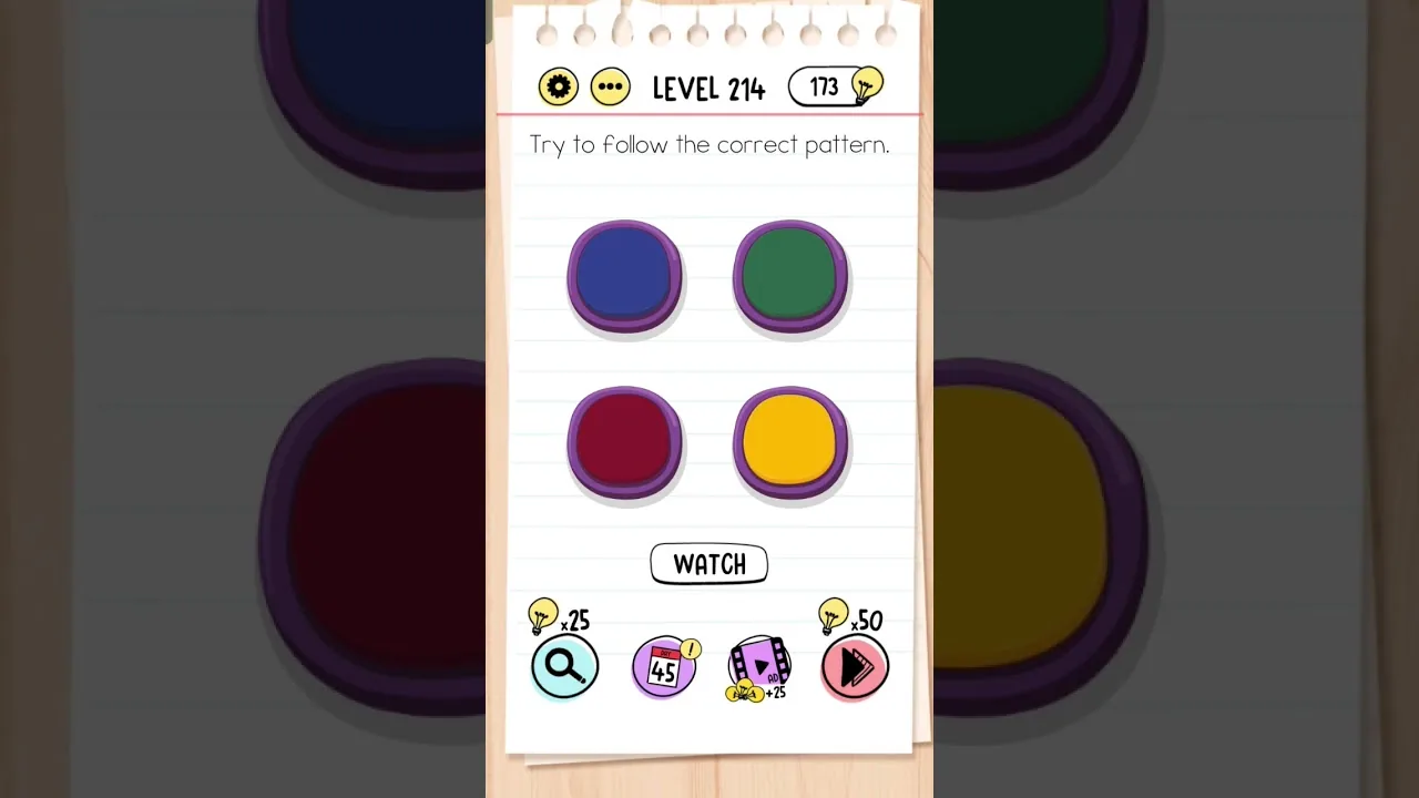 Brain Test Level 214 Try to follow the correct pattern gameplay screenshot