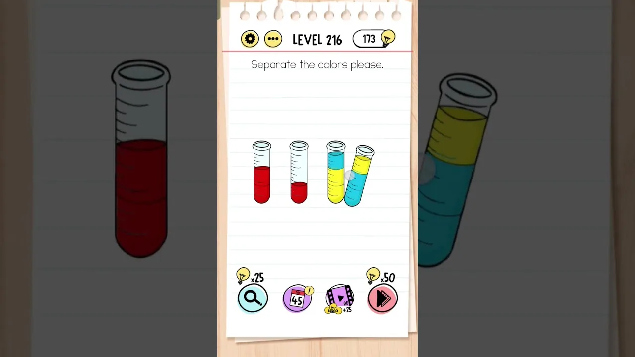 Brain Test Level 216 Separate the colors please gameplay screenshot