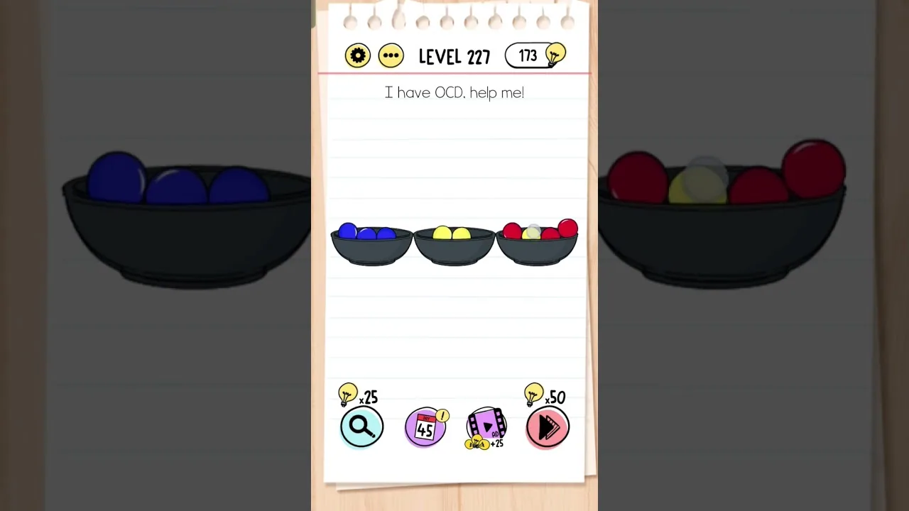 Brain Test Level 227 I have OCD, help me gameplay screenshot