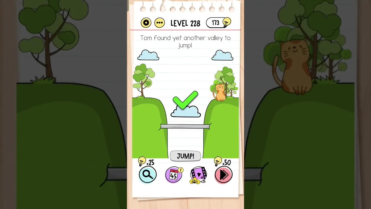Brain Test Level 228 Tom found yet another valley to jump gameplay screenshot