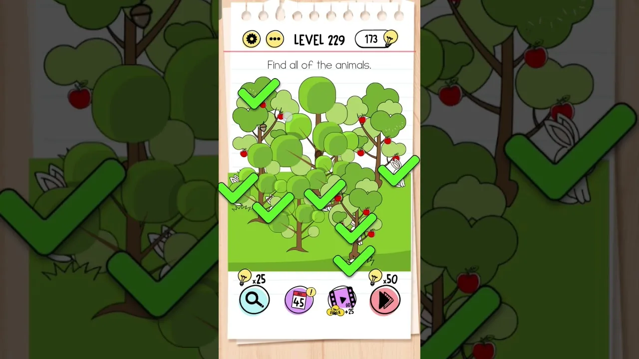 Brain Test Level 229 Find all of the animals. gameplay screenshot