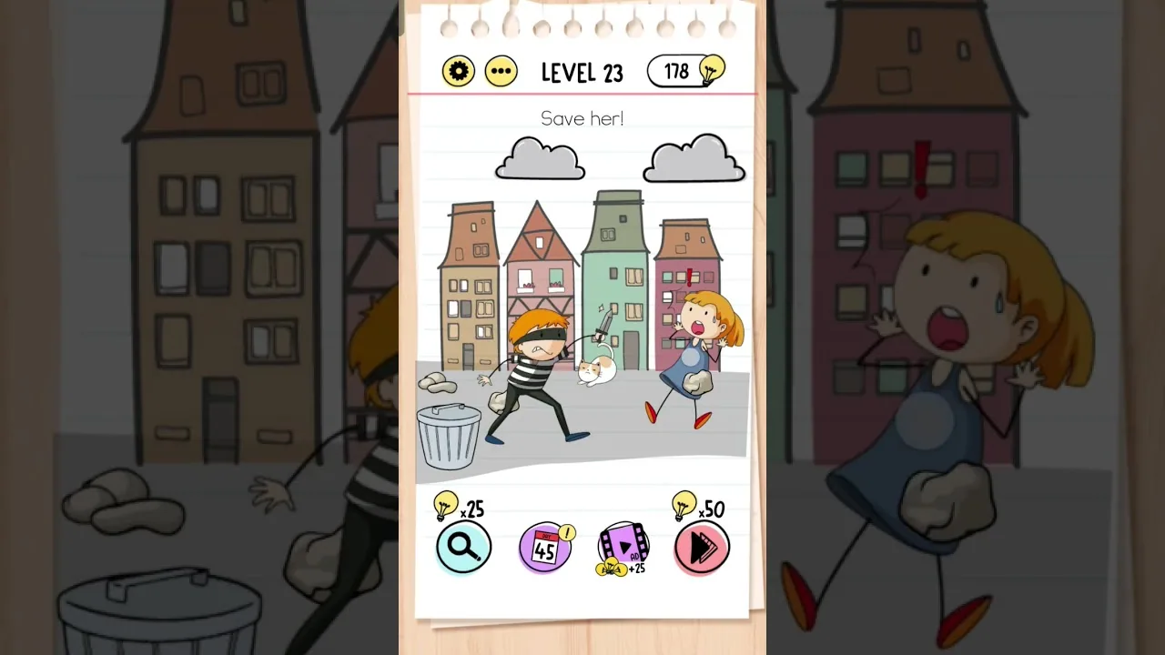 Brain Test Level 23 Save her gameplay screenshot