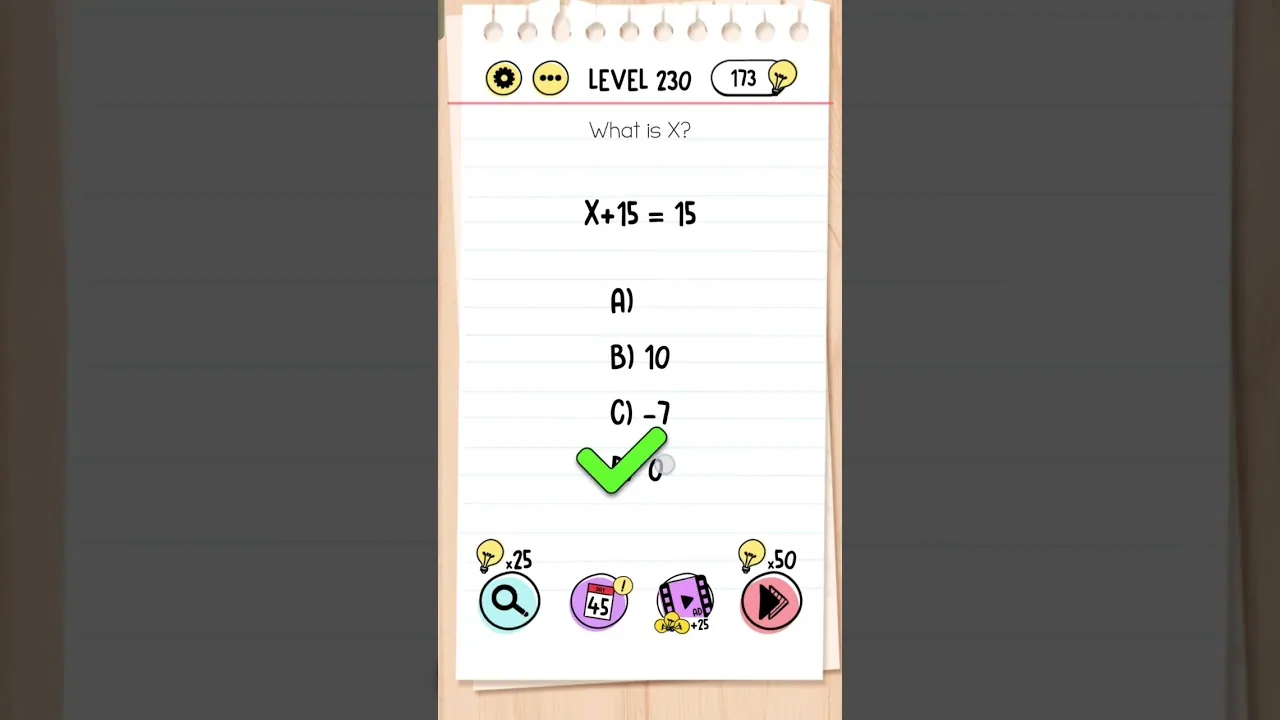 Brain Test Level 230 What is X gameplay screenshot