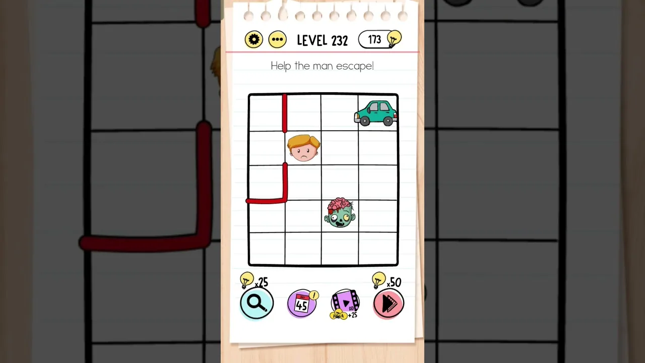 Brain Test Level 232 Help the man escape gameplay screenshot