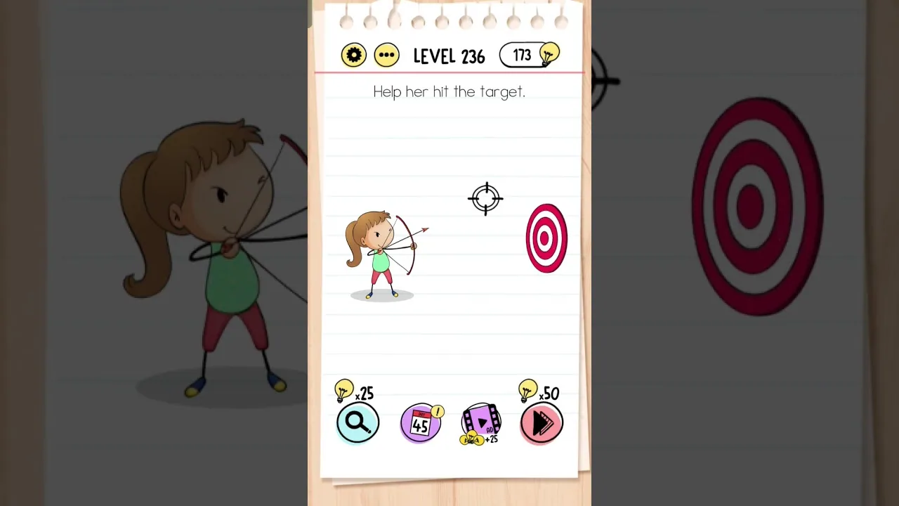 Brain Test Level 236 Help her hit the target gameplay screenshot