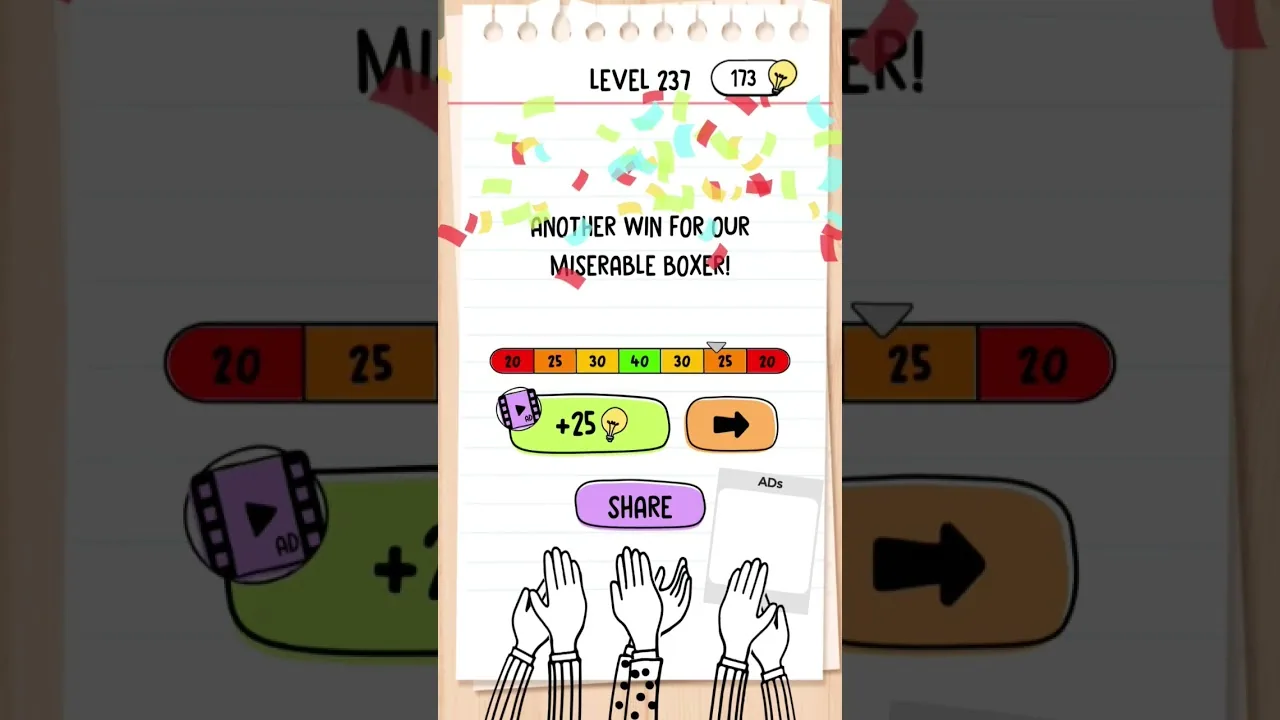 Brain Test Level 237 Help the blue boxer once again gameplay screenshot