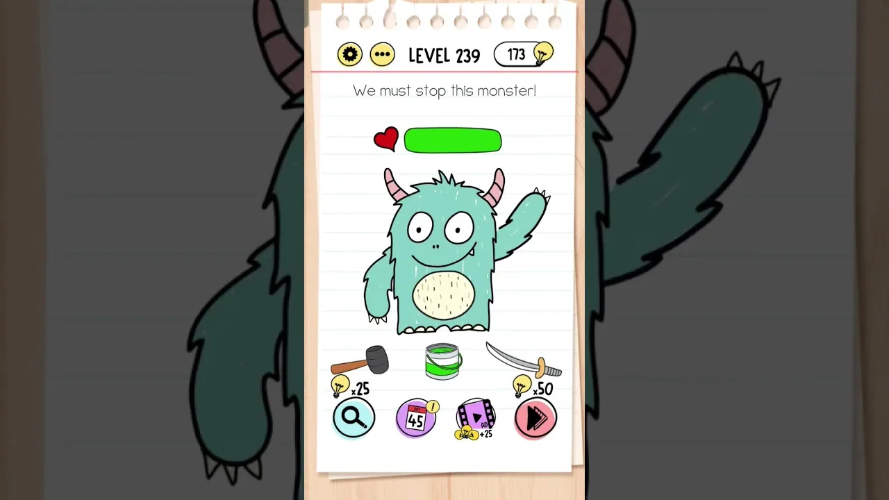 Brain Test Level 239 We must stop this monster gameplay screenshot
