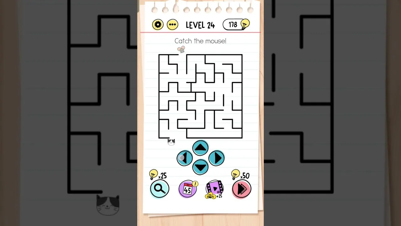 Brain Test Level 24 Catch the mouse gameplay screenshot