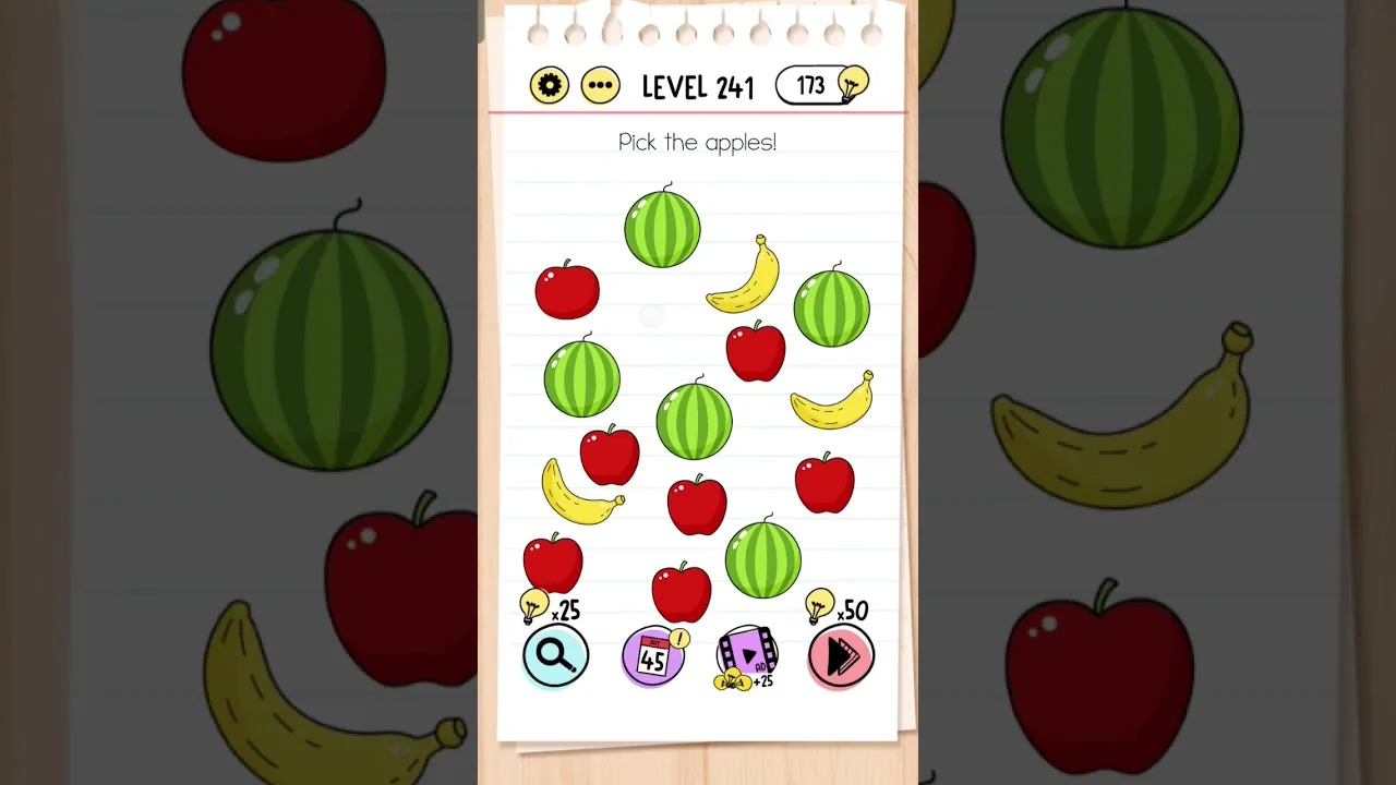 Brain Test Level 241 Pick the apples gameplay screenshot