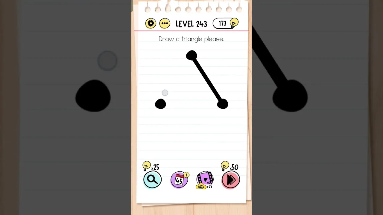 Brain Test Level 243 Draw a triangle please gameplay screenshot