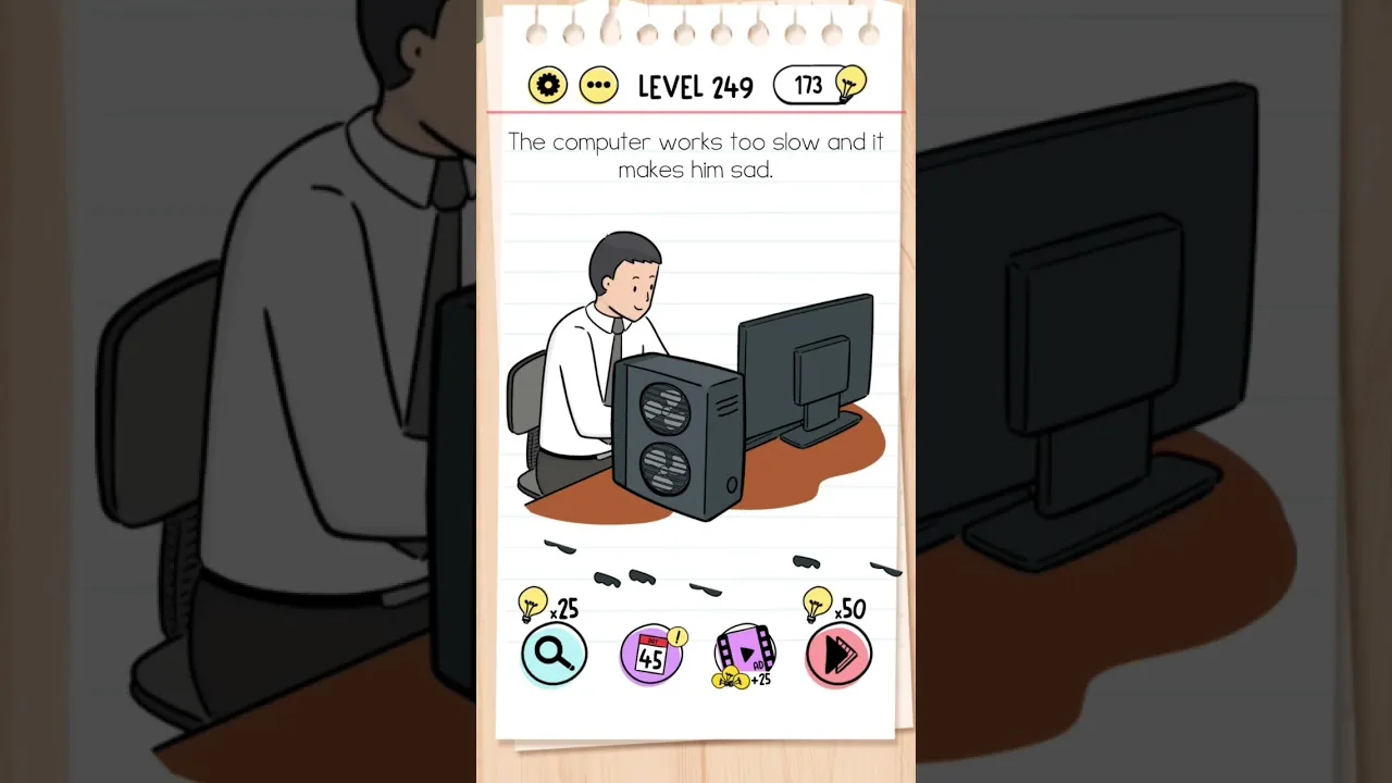 Brain Test Level 249 The computer works too slow gameplay screenshot