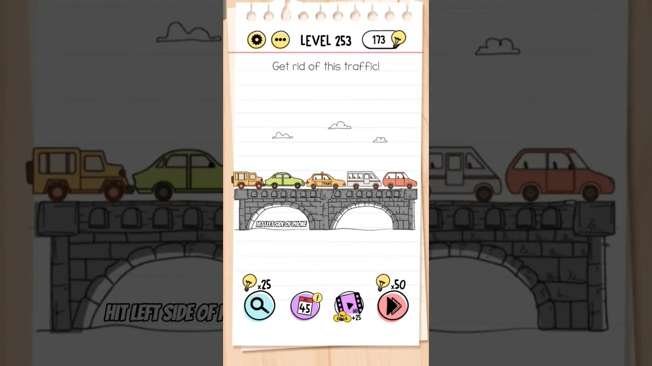 Brain Test Level 253 Get rid of this traffic gameplay screenshot