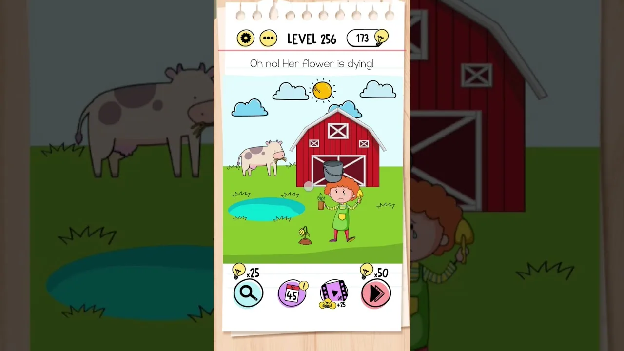 Brain Test Level 256 Oh no! Her flower is dying gameplay screenshot