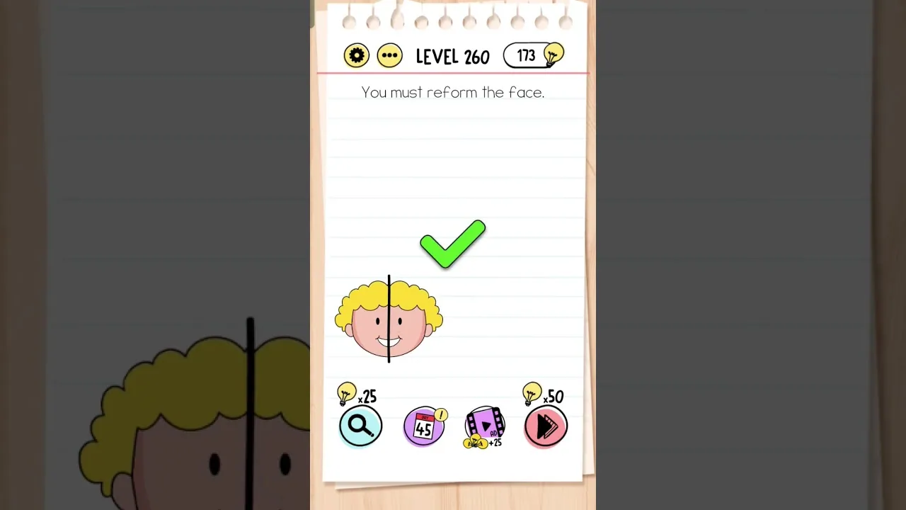 Brain Test Level 260 You must reform the face gameplay screenshot