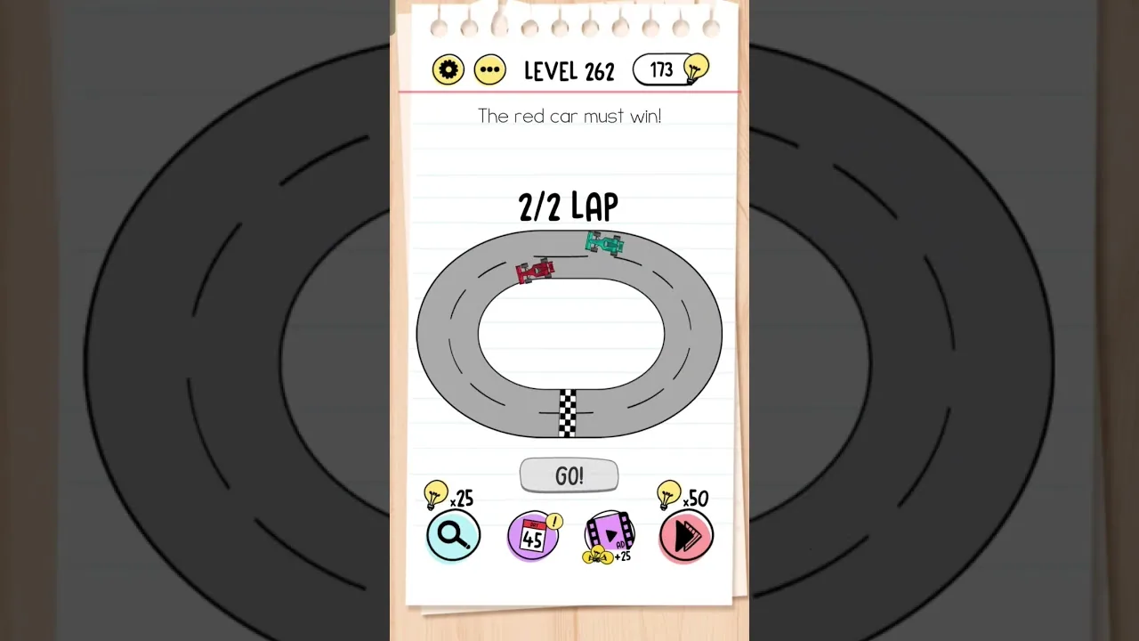 Brain Test Level 262 The red car must win gameplay screenshot
