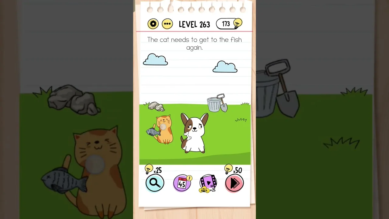 Brain Test Level 263 The cat needs to get to the fish again gameplay screenshot