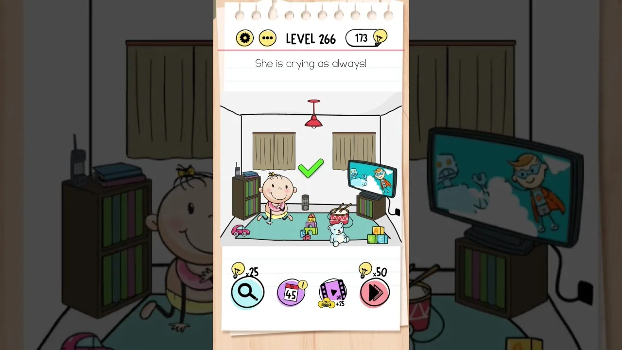 Brain Test Level 266 She is crying as always gameplay screenshot