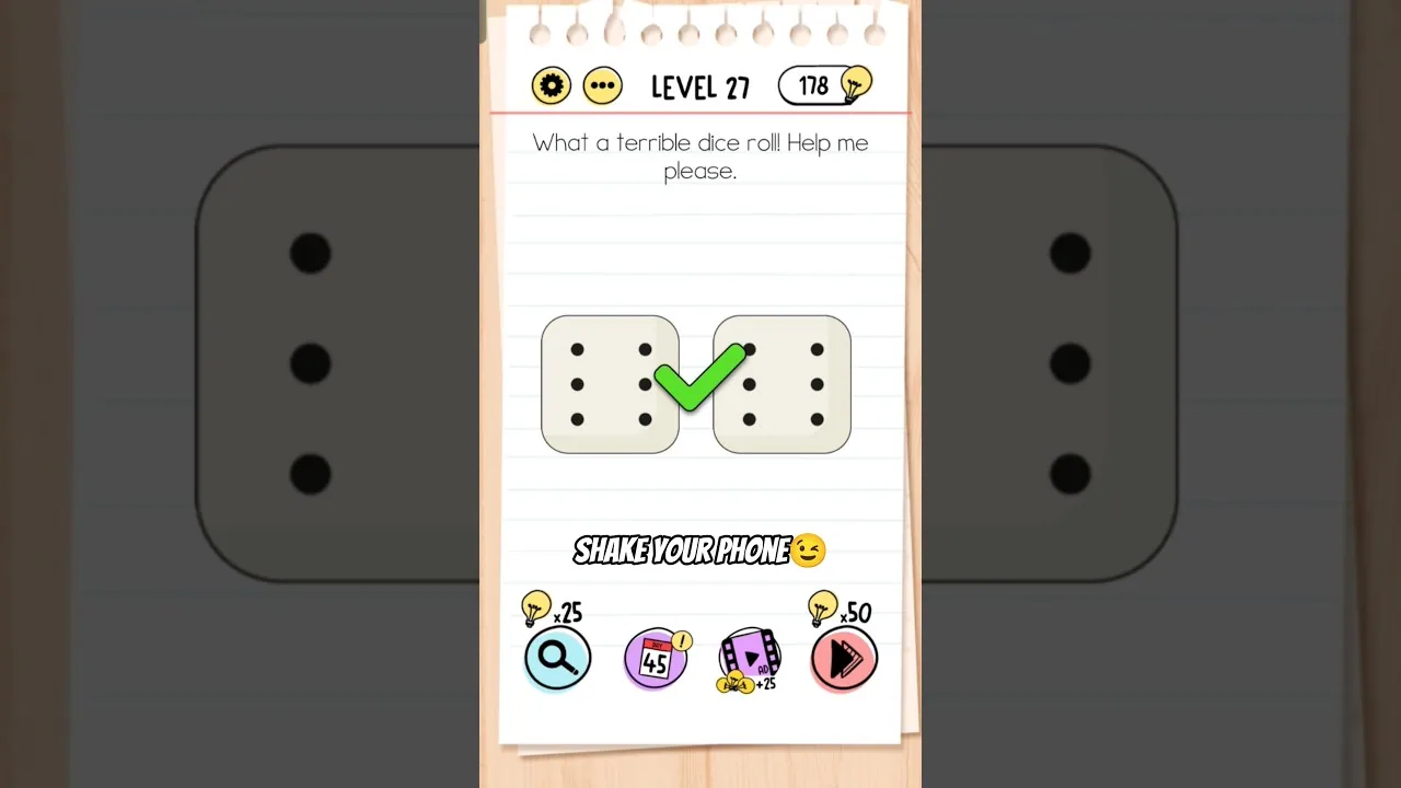 Brain Test Level 27 What a terrible dice roll! gameplay screenshot